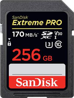 Карта памяти  SD 256 Gb Sandisk SDXC Extreme Pro, cl 10, 170Mb/s V30 UHS-I U3 (SDSDXXY-256G-GN4IN)