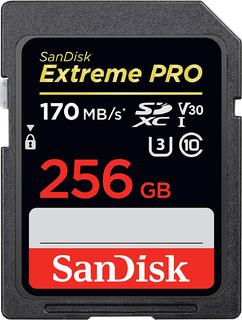 Карта памяти  SD 256 Gb Sandisk SDXC Extreme Pro, cl 10, 170Mb/ s V30 UHS-I U3 (SDSDXXY-256G-GN4IN)