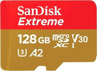 Карта памяти  Micro SD 128 Gb Sandisk Extreme, 160Mb/ s, UHS-I U3 + SD Adapter (SDSQXA1-128G-GN6MA)