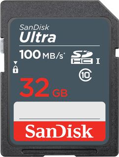 Карта памяти  SD  32 Gb Sandisk SDHC Ultra class10, 100Mb/s, UHS-I U1 (SDSDUNR-032G-GN3IN)