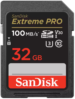 Карта памяти  SD  32 Gb Sandisk SDHC Extreme Pro, cl 10, 100 Mb/s, UHS-I V30 U3 (SDSDXXO-032G-GN4IN)