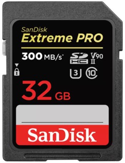 Карта памяти  SD  32 Gb Sandisk SDHC Extreme Pro, cl 10, 300 Mb/s, UHS-II V90 (SDSDXDK-032G-GN4IN)