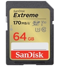 Карта памяти  SD  64 Gb Sandisk SDXC Extreme, class 10, 170Mb/ s, V30 UHS-I U3 (SDSDXV2-064G-GNCIN)