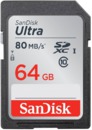 Карта памяти  SD  64 Gb Sandisk  SDXC Ultra, UHS-I, 80mb/ s (SDSDUNB-064G-GN6IN)