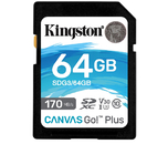 Карта памяти  SD  64 Gb Kingston SDXC Canvas Go Plus, class 10, UHS-I U3 V30 (SDG3/ 64GB)
