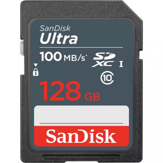 Карта памяти  SD 128Gb Sandisk SDHC/SDXC Ultra, UHS-I, до 100mb/s* (SDSDUNR-128G-GN3IN)